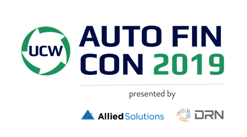 Text in image reads: UCW. AUTO FIN CON 2019 presented by Allied Solutions and DRN.
