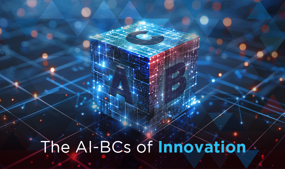 a futuristic cube with the letters A, B, and C on it, sitting on a table